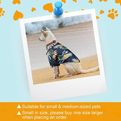 4 Pieces Pet Summer T-Shirts Hawaii Style Floral Dog Hawaiian Printed Breathable Cool Clothes Beach Seaside Sweatshirt for Small Puppy (Medium)