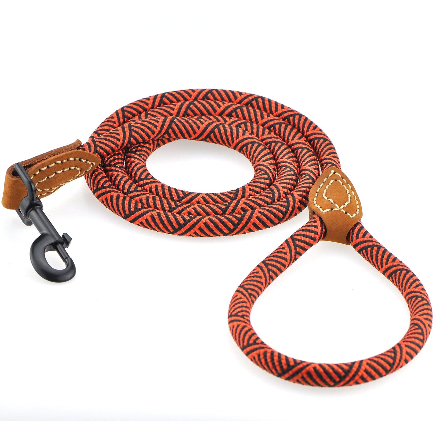 Mile High Life | Mountain Climbing Dog Rope Leash with Heavy Duty Metal Sturdy Clasp | Genuine Leather Tailored Connection with Strong Stitches (White, 48 Inch (Pack of 1))