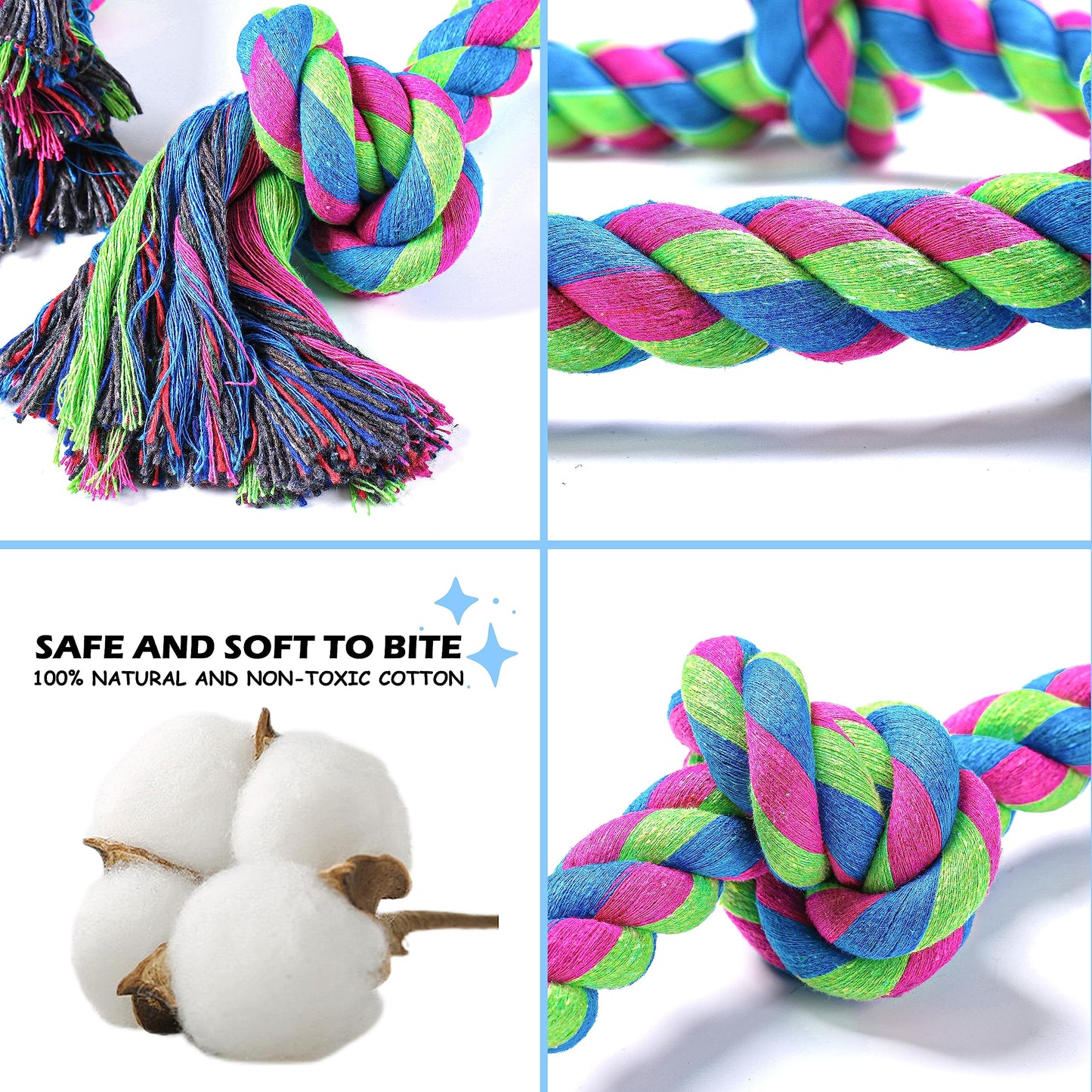 Dog Rope Toys for Large Medium Dog Chewers, Rope Indestructible Dog Chew Toys, 37 Inch 5 Knots Tough Dog Tug Toy for Teeth Cleaning, Tug of War